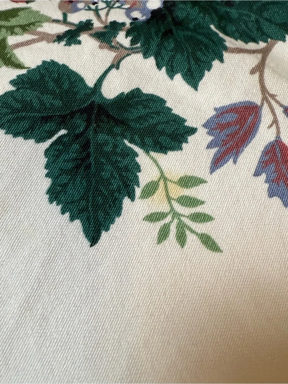 Floral Cotton Napkins in Cream with Green and Burgundy Print